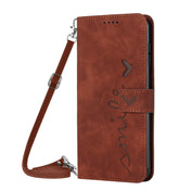 For Tecno Camon 18 Premier Skin Feel Heart Pattern Leather Phone Case With Lanyard(Brown) Eurekaonline