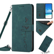 For Tecno Camon 18 Premier Skin Feel Heart Pattern Leather Phone Case With Lanyard(Green) Eurekaonline