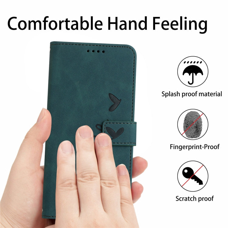 For Tecno Camon 18 Premier Skin Feel Heart Pattern Leather Phone Case With Lanyard(Green) Eurekaonline