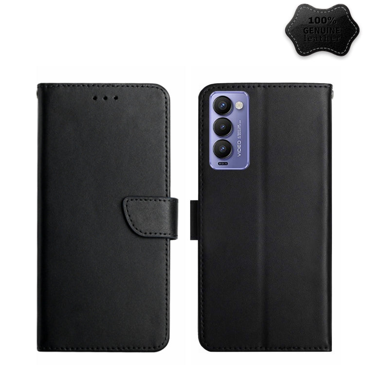 For Tecno Camon 18P Genuine Leather Fingerprint-proof Horizontal Flip Phone Case(Black) Eurekaonline