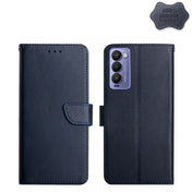 For Tecno Camon 18P Genuine Leather Fingerprint-proof Horizontal Flip Phone Case(Blue) Eurekaonline