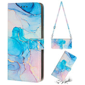 For Tecno Camon 19/19 Pro Crossbody Painted Marble Pattern Leather Phone Case(Pink Green) Eurekaonline