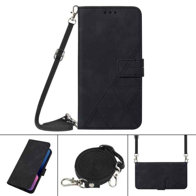 For Tecno Camon 19 Crossbody 3D Embossed Flip Leather Phone Case(Black) Eurekaonline