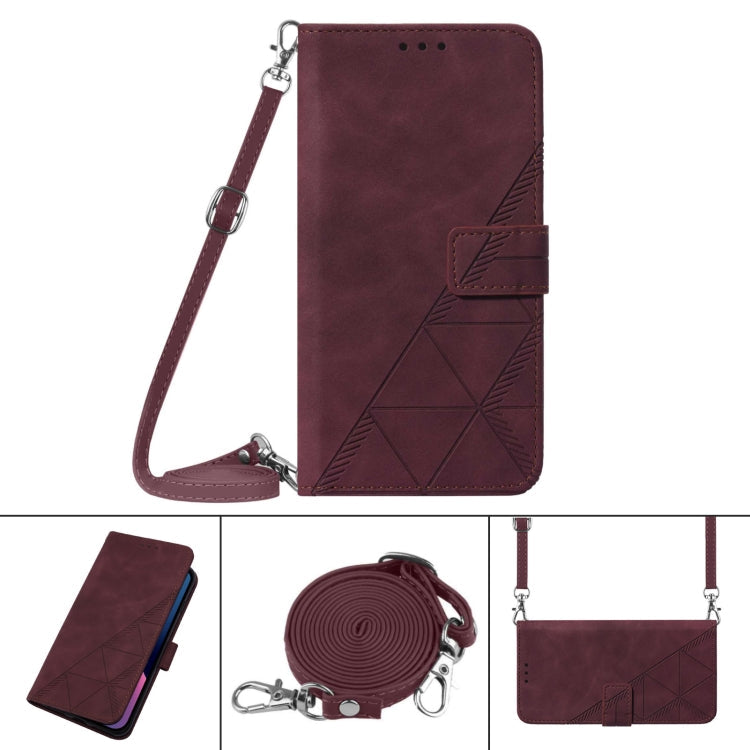 For Tecno Camon 19 Crossbody 3D Embossed Flip Leather Phone Case(Wine Red) Eurekaonline