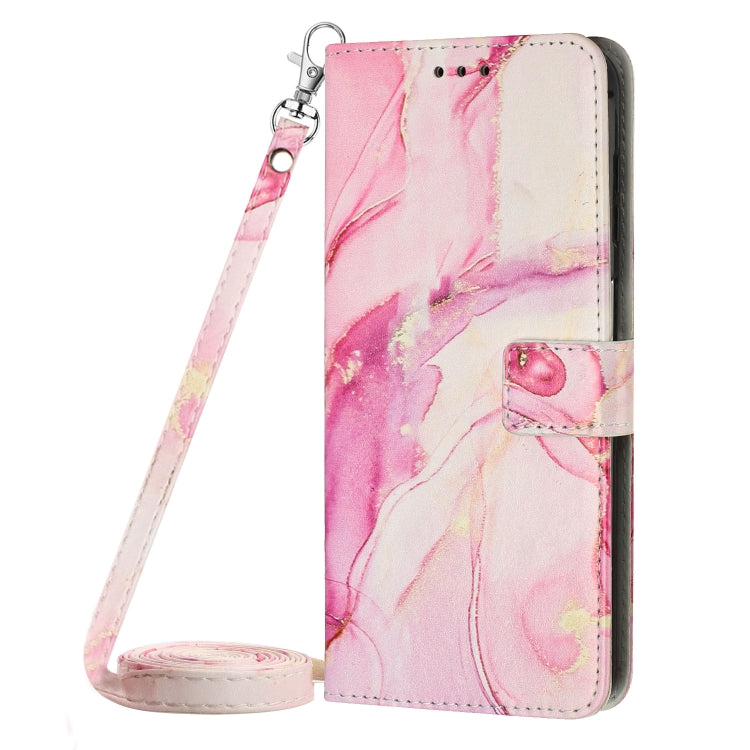 For Tecno Camon 19 Neo Crossbody Painted Marble Pattern Leather Phone Case(Rose Gold) Eurekaonline