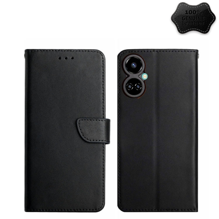 For Tecno Camon 19 Pro 4G Genuine Leather Fingerprint-proof Horizontal Flip Phone Case(Black) Eurekaonline