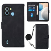 For Tecno Pop 6 Crossbody 3D Embossed Flip Leather Phone Case(Black) Eurekaonline