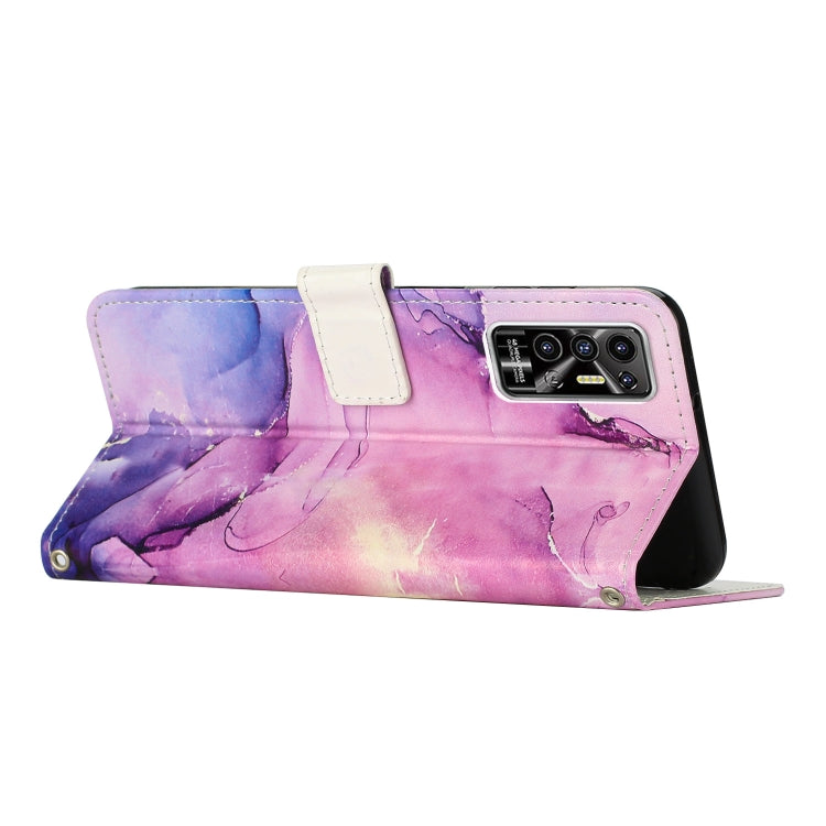 For Tecno Pova 2 Crossbody Painted Marble Pattern Leather Phone Case(Purple) Eurekaonline