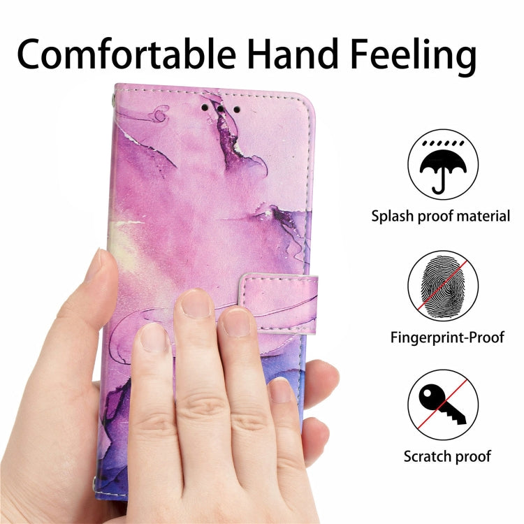 For Tecno Pova 2 Crossbody Painted Marble Pattern Leather Phone Case(Purple) Eurekaonline