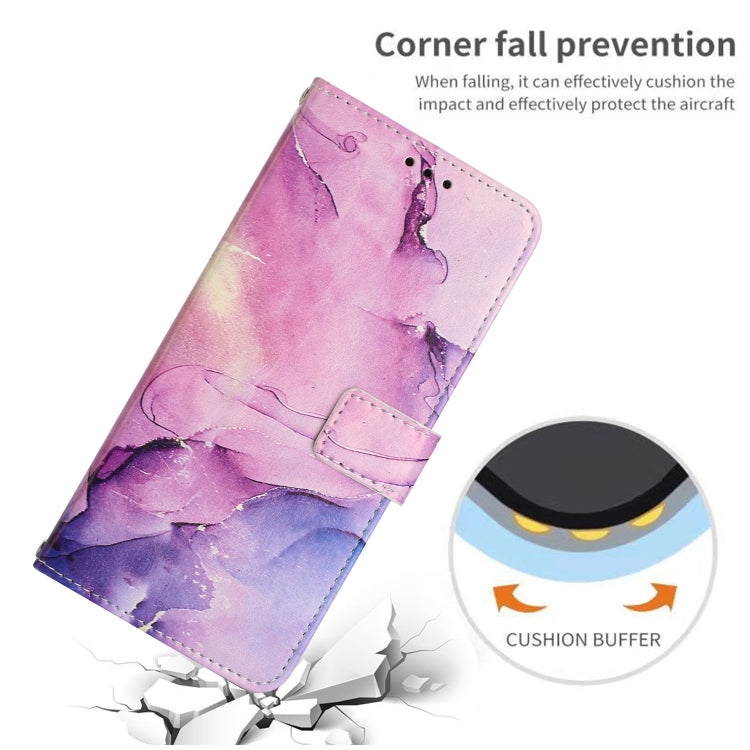 For Tecno Pova 3 Crossbody Painted Marble Pattern Leather Phone Case(Purple) Eurekaonline