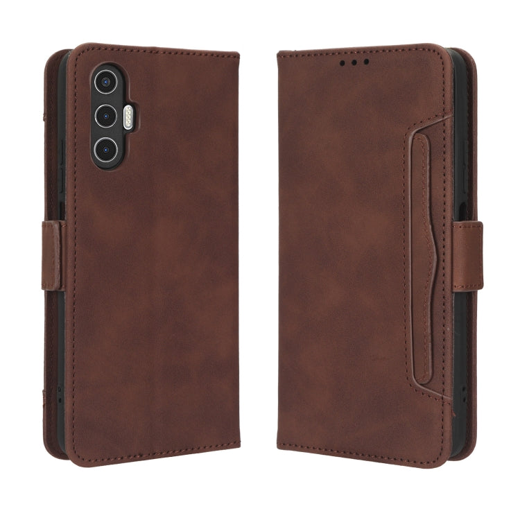 For Tecno Pova 3 Skin Feel Calf Texture Card Slots Leather Phone Case(Brown) Eurekaonline