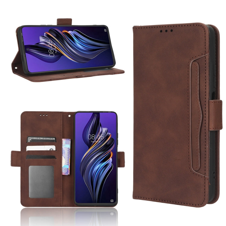 For Tecno Pova 3 Skin Feel Calf Texture Card Slots Leather Phone Case(Brown) Eurekaonline