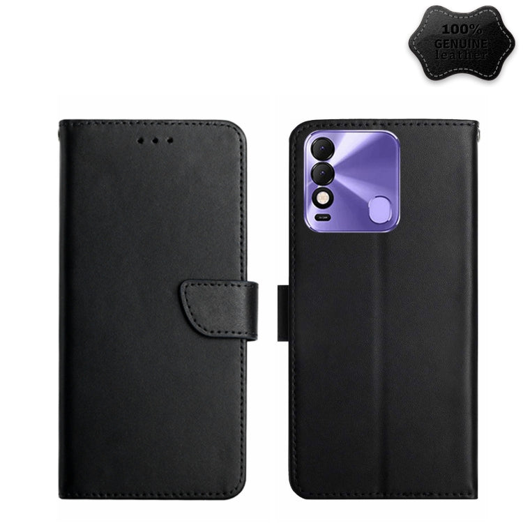 For Tecno Spark 8 Genuine Leather Fingerprint-proof Horizontal Flip Phone Case(Black) Eurekaonline