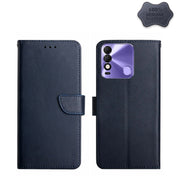 For Tecno Spark 8 Genuine Leather Fingerprint-proof Horizontal Flip Phone Case(Blue) Eurekaonline