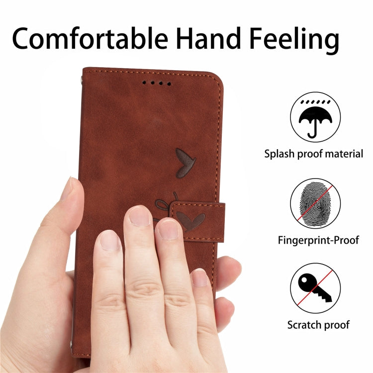 For Tecno Spark 8 Pro Skin Feel Heart Pattern Leather Phone Case With Lanyard(Brown) Eurekaonline