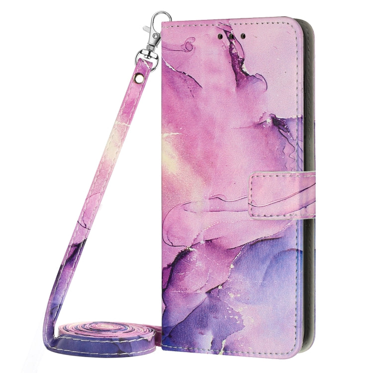 For Tecno Spark 9T Crossbody Painted Marble Pattern Leather Phone Case(Purple) Eurekaonline