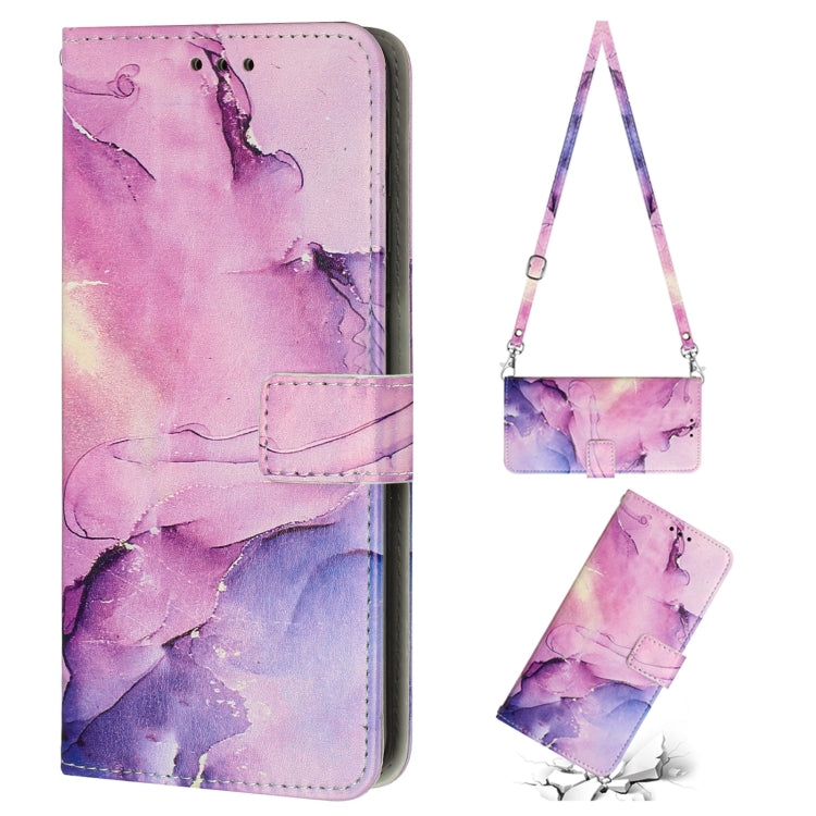 For Tecno Spark 9T Crossbody Painted Marble Pattern Leather Phone Case(Purple) Eurekaonline