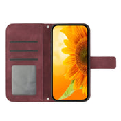For Tecno Spark Go 2022 / Spark 8C Skin Feel Sun Flower Pattern Flip Leather Phone Case with Lanyard(Wine Red) Eurekaonline