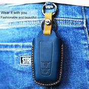 For Toyota Car Cowhide Leather Key Protective Cover Key Case, Two Keys Version (Blue) Eurekaonline