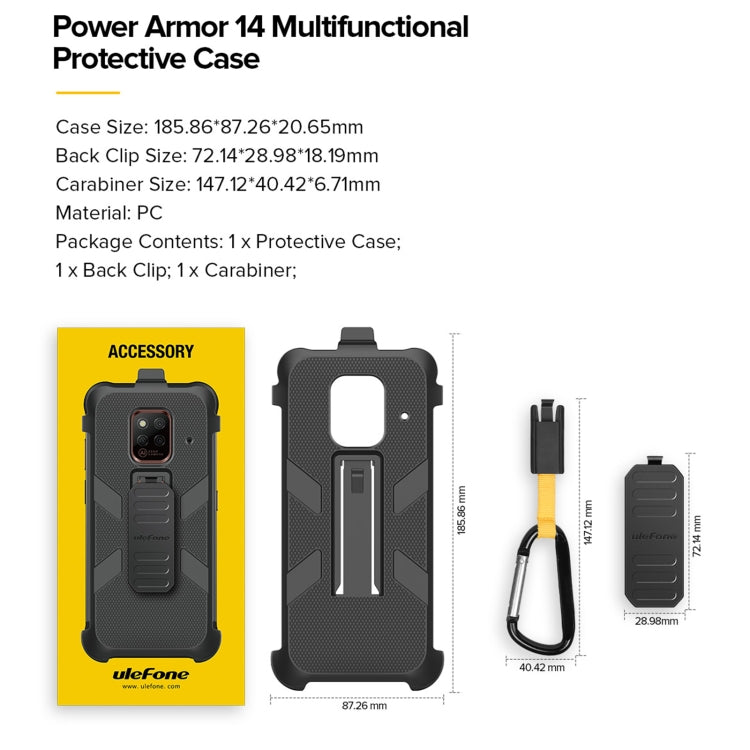 For Ulefone Power Armor 14 Ulefone Multifunctional TPU + PC Protective Case with Back Clip & Carabiner Eurekaonline