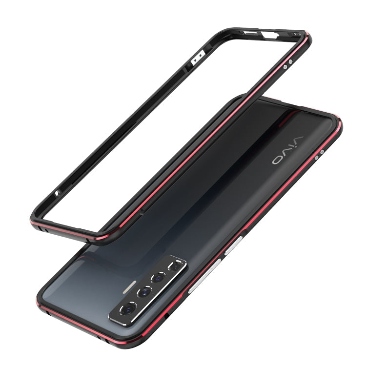 For Vivo X50 & X50 Pro Aluminum Alloy Shockproof Protective Bumper Frame(Black Red) Eurekaonline