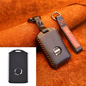 For Volvo Single Slit Style Car Cowhide Leather Key Protective Cover Key Case (Black) Eurekaonline