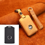 For Volvo Single Slit Style Car Cowhide Leather Key Protective Cover Key Case (Brown) Eurekaonline