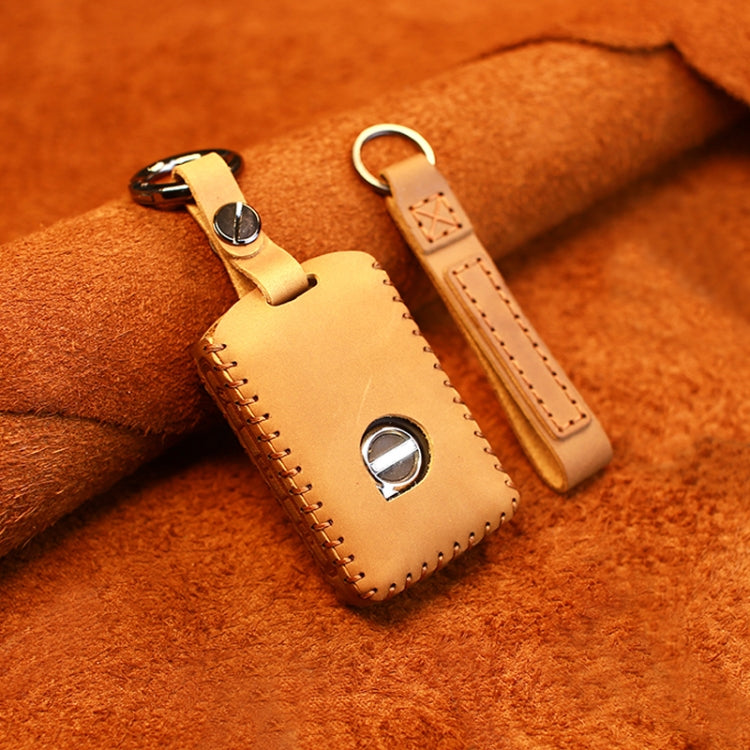 For Volvo Single Slit Style Car Cowhide Leather Key Protective Cover Key Case (Brown) Eurekaonline