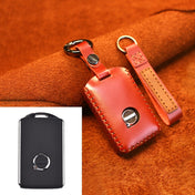 For Volvo Single Slit Style Car Cowhide Leather Key Protective Cover Key Case (Red) Eurekaonline