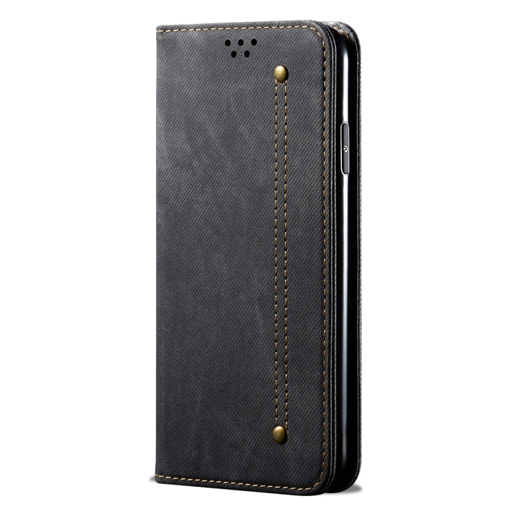 12S Denim Texture Casual Style Leather Phone Case(Black) Eurekaonline