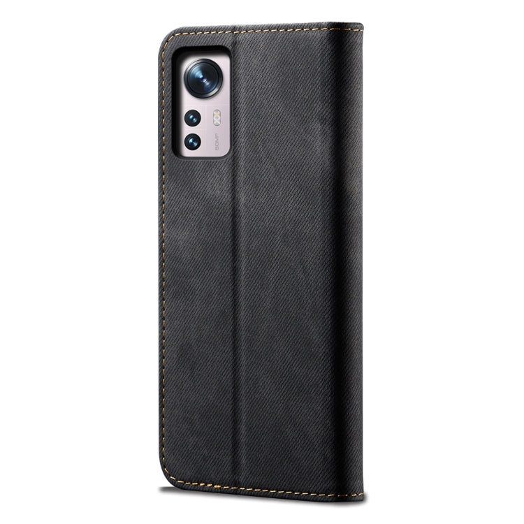 For Xiaomi 12/12S Denim Texture Casual Style Leather Phone Case(Black) Eurekaonline