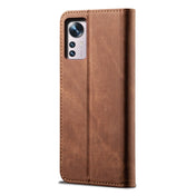 For Xiaomi 12/12S Denim Texture Casual Style Leather Phone Case(Brown) Eurekaonline