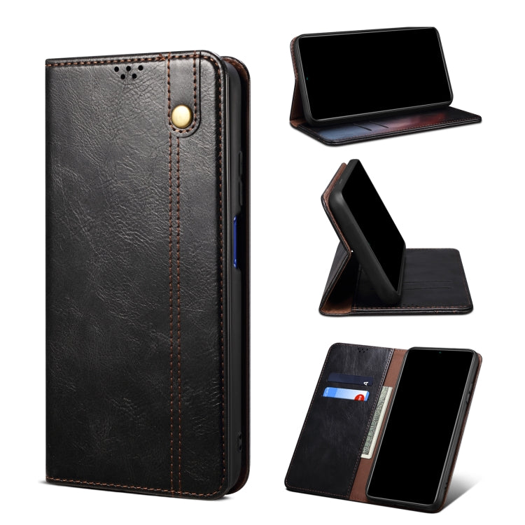 For Xiaomi 12/12S Simple Wax Crazy Horse Texture Leather Phone Case(Black) Eurekaonline