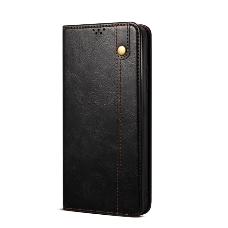 12S Simple Wax Crazy Horse Texture Leather Phone Case(Black) Eurekaonline