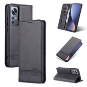 For Xiaomi 12 / 12X AZNS Magnetic Calf Texture Flip Leather Phone Case(Black) Eurekaonline