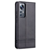 For Xiaomi 12 / 12X AZNS Magnetic Calf Texture Flip Leather Phone Case(Black) Eurekaonline