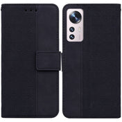 For Xiaomi 12 / 12X Geometric Embossed Leather Phone Case(Black) Eurekaonline