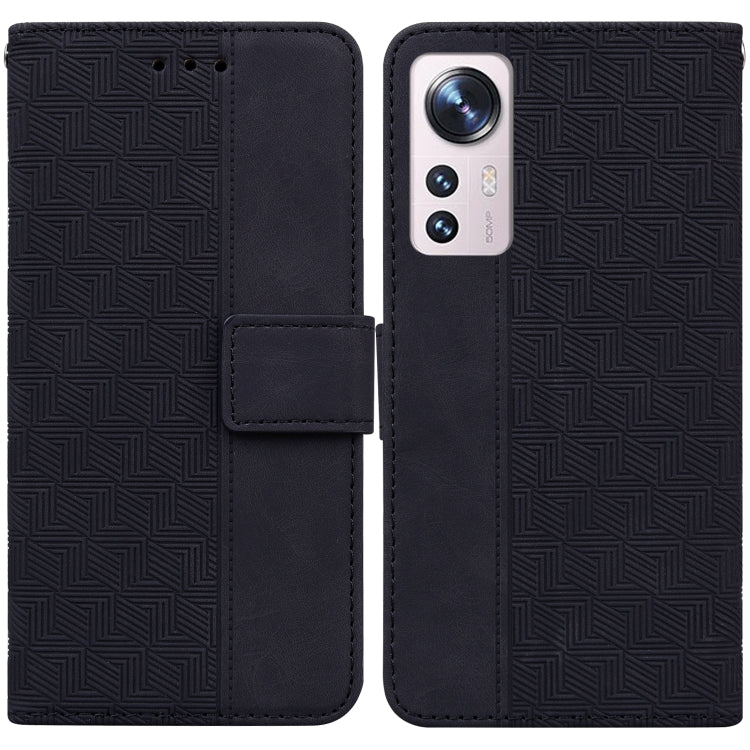  12X Geometric Embossed Leather Phone Case(Black) Eurekaonline