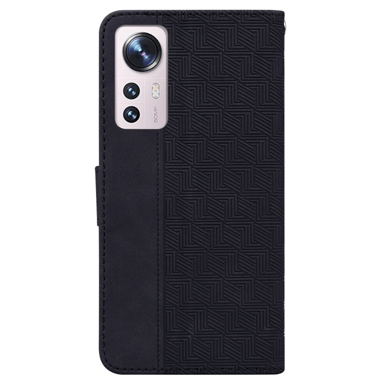 For Xiaomi 12 / 12X Geometric Embossed Leather Phone Case(Black) Eurekaonline