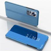 For Xiaomi 12 / 12X  Plated Mirror Horizontal Flip Leather Case with Holder(Blue) Eurekaonline