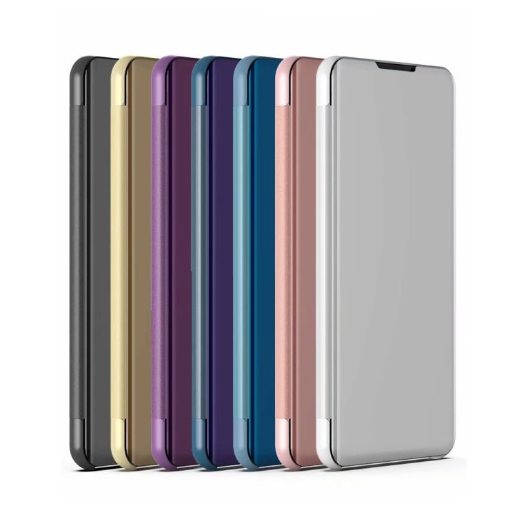  12X  Plated Mirror Horizontal Flip Leather Case with Holder(Purple Blue) Eurekaonline