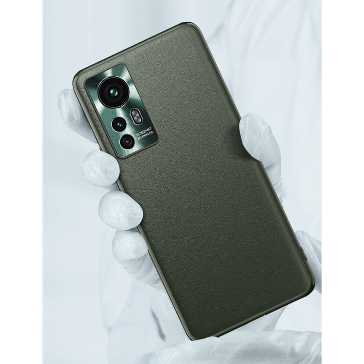 For Xiaomi 12 5G Plain Skin Leather Phone Case(Cyan) Eurekaonline