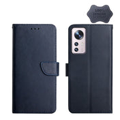 For Xiaomi 12 Genuine Leather Fingerprint-proof Horizontal Flip Phone Case(Blue) Eurekaonline