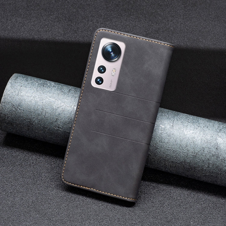 For Xiaomi 12 Magnetic Splicing Leather Phone Case(Black) Eurekaonline