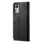 For Xiaomi 12 Pro/12S Pro Denim Texture Casual Style Leather Phone Case(Black) Eurekaonline