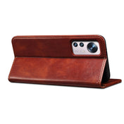 For Xiaomi 12 Pro/12S Pro Simple Wax Crazy Horse Texture Leather Phone Case(Brown) Eurekaonline