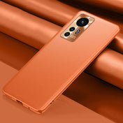 For Xiaomi 12 Pro 5G Plain Skin Leather Phone Case(Orange) Eurekaonline