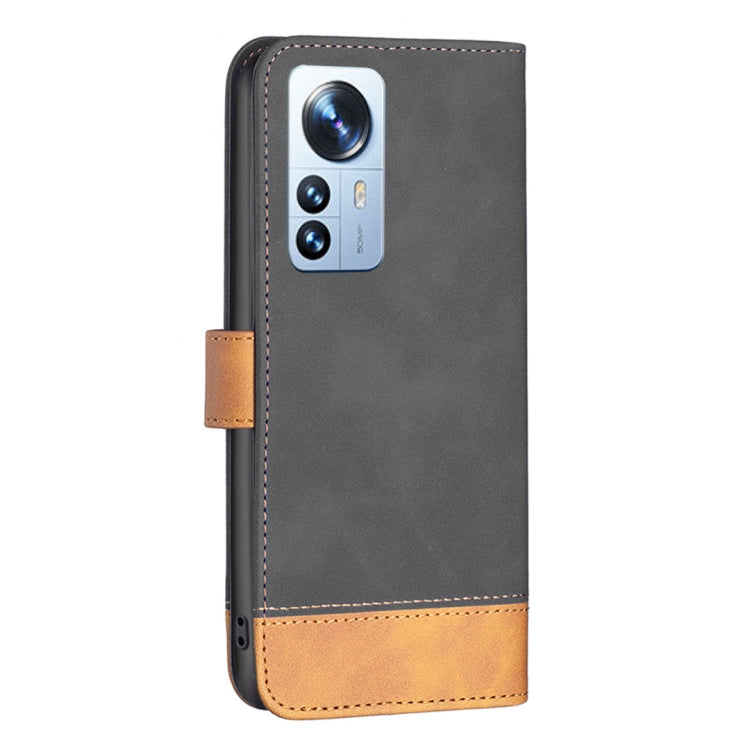 For Xiaomi 12 Pro BF11 Color Matching Skin Feel Leather Phone Case(Black) Eurekaonline