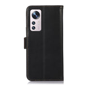 For Xiaomi 12 Pro Crazy Horse Top Layer Cowhide Leather Phone Case(Black) Eurekaonline