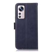 For Xiaomi 12 Pro Crazy Horse Top Layer Cowhide Leather Phone Case(Blue) Eurekaonline